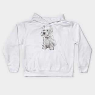 Sitting West Highland white terrier Kids Hoodie